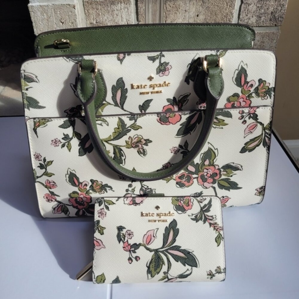 *NWOT* Kate Spade Madison Floral Medium Saffiano Leather Floral Satchel W/Strap - Picture 12 of 12